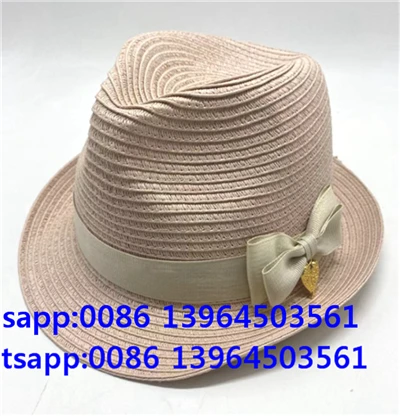 Svjetlo ružičaste žene Papir slame Fedora kapa za sunčanje